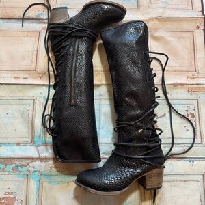 Freebird By Steven- Solid Black Coal Knee High Boots- Sz. 9